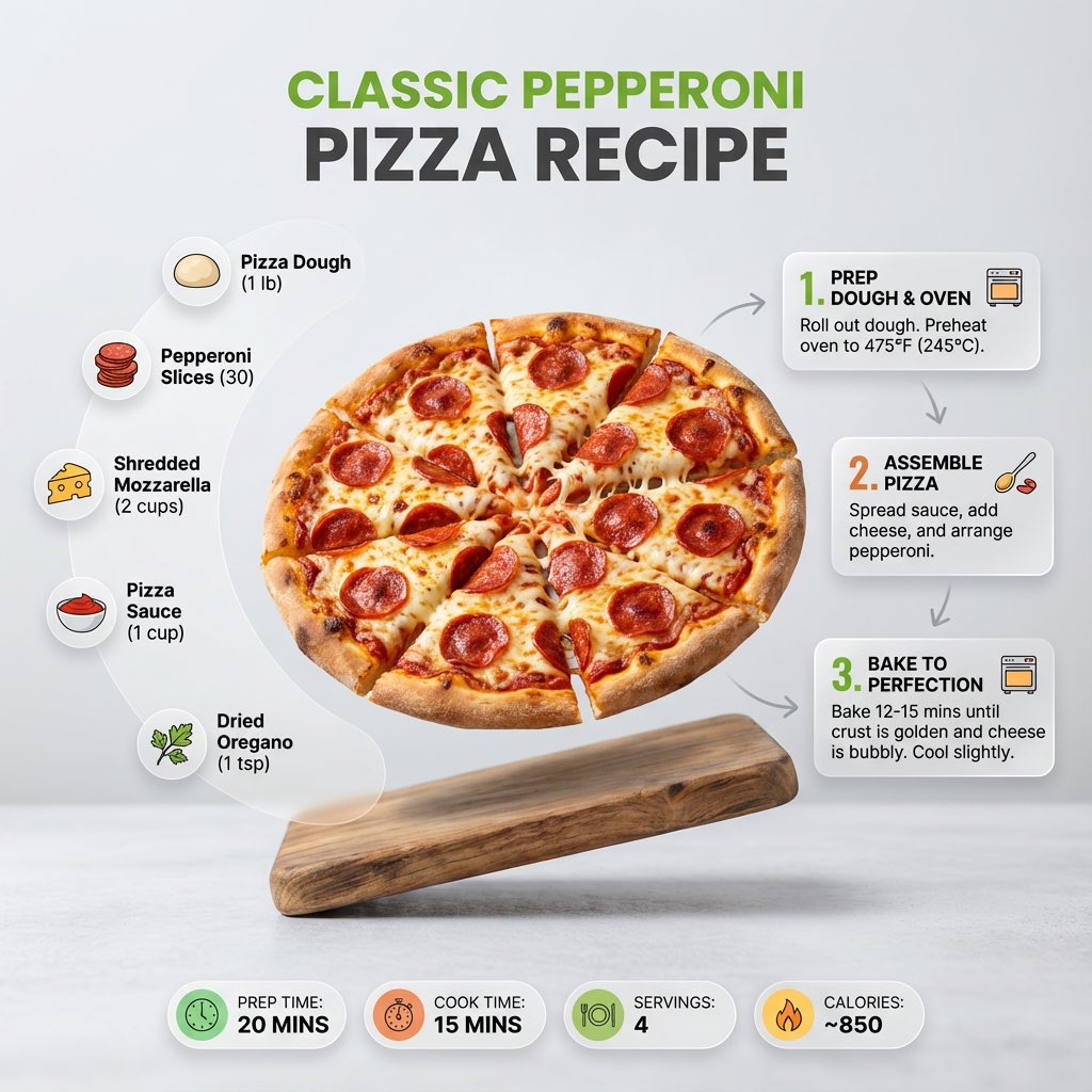 Food & Drink: Ultra-clean modern recipe infographic. Showcase [FOOD] in a visually appealing...