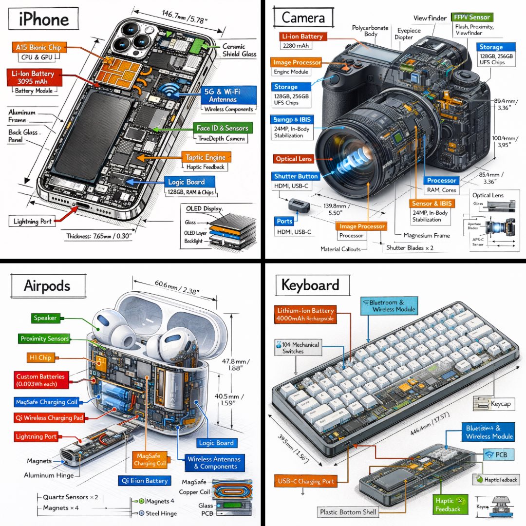 UI & Graphic: Create a technical infographic of [OBJECT] with a 45-degree isometric 3D persp...