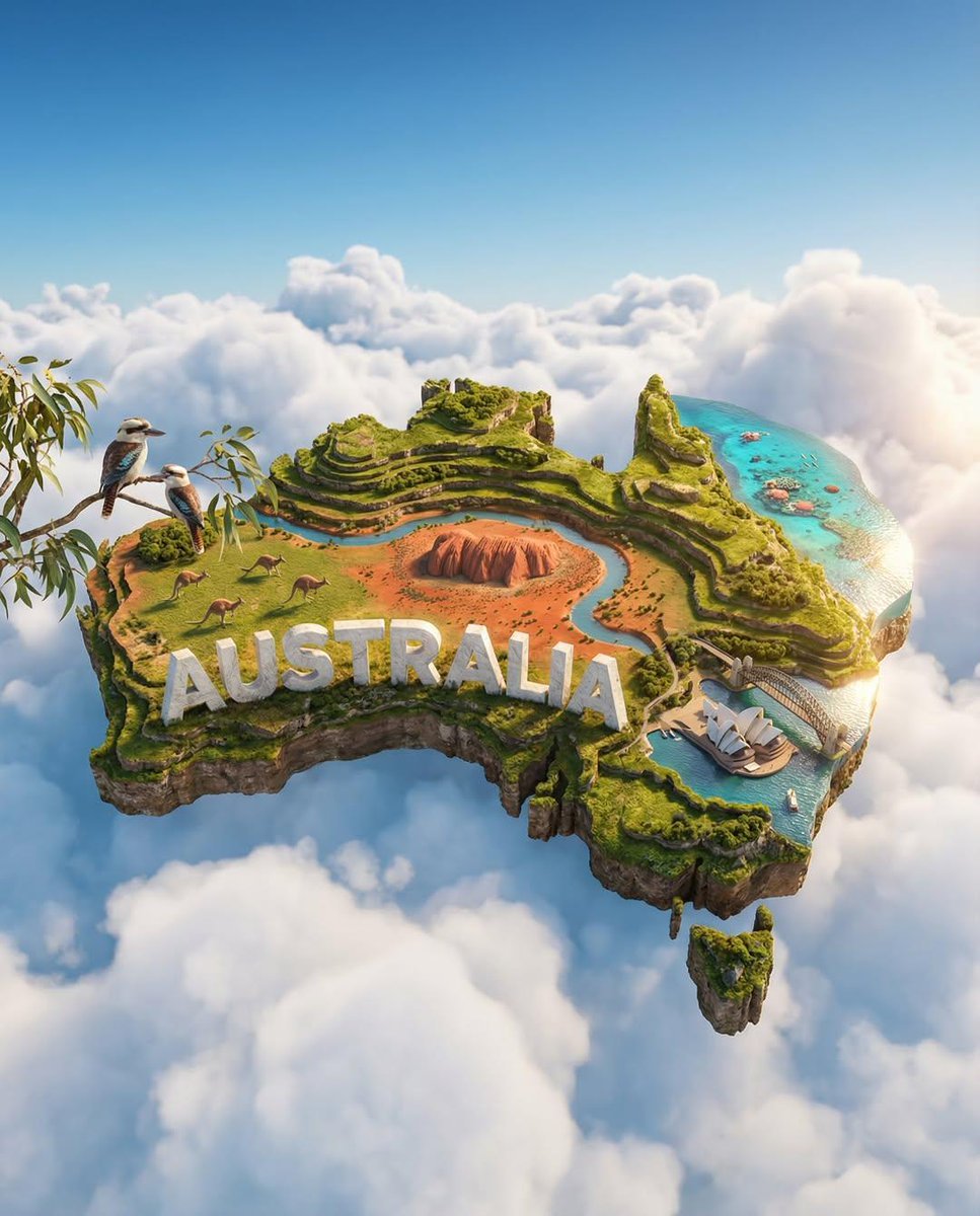 Illustration & 3D: Create an ultra-HD, hyper-realistic digital poster of a floating miniature isl...